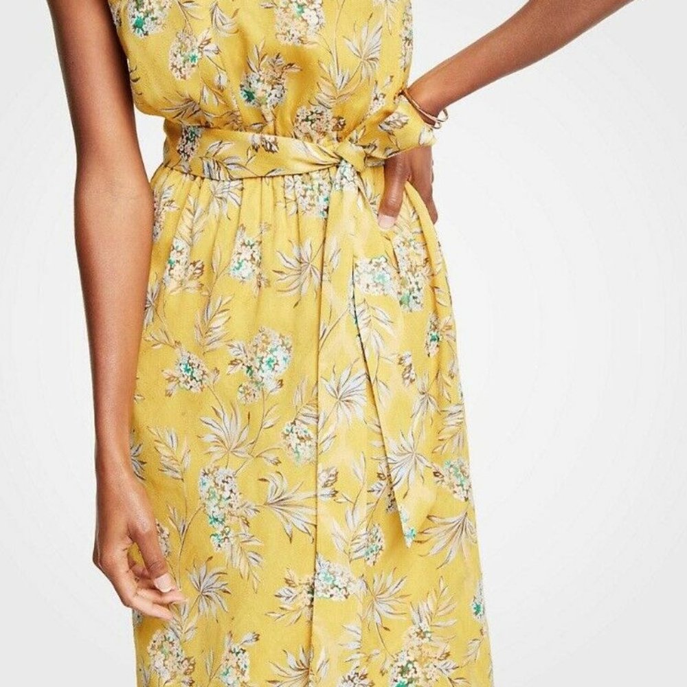 Ann Taylor  Tropical Toile Halter Tie Waist Flare - Picture 6 of 6